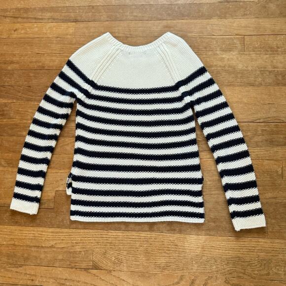 Atmosphere black white striped pullover knit high low sweater size 4 b18 - Picture 4 of 4